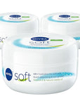 NIVEA Soft Refreshingly Soft Moisturizing Cream for Face, Body and Hands, Lightweight, Non-Greasy, 48-Hour Body Moisturizer with Jojoba Oil and Vitamin E, 6.8 Oz Jar, Pack of 3