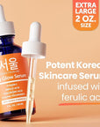 SeoulCeuticals Large 2oz Korean 20% Vitamin C Hyaluronic Acid Serum + CE Ferulic Acid - Potent Anti Aging Vit C, Anti Wrinkle K Beauty Skincare