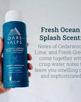 Oars + Alps Mens Moisturizing Body and Face Wash, Skin Care Infused with Vitamin E and Antioxidants, Sulfate Free, Fresh Ocean Splash, Travel Size 3.4oz, 2 Pack