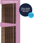 Amazon Basics Bobby Pins, Brown Hair Pins for all Hair types, 72 Count