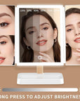 Makeup Mirror with Lights,Featuring 3 Adjustable Color Modes, Smooth Long-Press Brightness Adjustment (1%-100%), and 1x/2x/3x Magnification, Rechargeable (Ivory White)