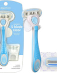 Amazon Basics 5-Blade Razor for Women, Handle, 2 Cartridges & Shower Hanger (Cartridges fit Amazon Basics Razor Handles only) (Previously Solimo)