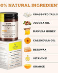 Beef Tallow for Skin - Tallow and Honey Balm For Face - Tallow Face Moisturizer - Beef Tallow Moisturizer - Tallow Balm - Grass Fed Beef Tallow For Skin - Tallow Face Cream Lotion