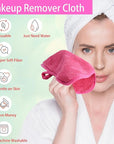 Makeup Remover Cloths for Face, Eye, Lips - Reusable Makeup Remover Pads Soft Microfiber Facial Cleansing Cloths 6 x 12 inch 12 Pack (Dark Pink)