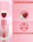 Liquid Blush for Cheeks, Soft Cream Blush with Cushion Applicator, Dewy Finish Matte Velvet Texture, High-Pigmented Blendable, Long-Wearing Rubor Makeup | #07 ELEGANT-Deep Rose