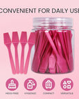PANA 100pcs Brand Cosmetic Make Up Disposable Plastic 2.5" Spatulas Skin Care Facial Cream Mask Spatula (100 Pieces in a Container) (PINK)