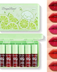 6-Color Korean Velvet Lip Tint Set - Waterproof, Lip