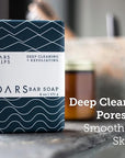 Oars + Alps Blue Charcoal Exfoliating Men's Bar Soap, Dermatologist Tested and Made with Clean Ingredients, Travel Size, 1 Pack, 6 Oz