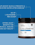 Dr. Mercola Pure Power L-Glutamine, Unflavored, 17.6 oz (500 g), 100 Servings (1 Jar), 5 g Per Serving, Non-GMO, NSF Certified for Sport