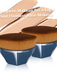 Daubigny Perfect Makeup Brush for Face Blush Foundation Brush for Blending Liquid, Cream or Flawless Powder Cosmetics with Protective Case (Blue)