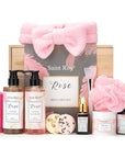 Spa Gifts for Women,10pcs Self Care Kit ROSE Scented with Facial Cleanser, Scrub Body Wash, Facial Clay Mask, Facial, Essential Oil, Birthday Gifts Skin Care Set, Mothers Day Gifts Ideas