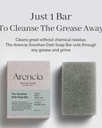 ARENCIA Organic Natural Dish Soap Bar – Non-Toxic, Vegan, Eco Kitchen Bar, Sustainable, Zero Waste, Plant-Based, Free of Fragrance, Cuts Through Grime, Camping, Oatmeal Dish Soap