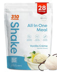310 Nutrition All-In-One Meal Replacement Shake Powder - Plant-Based Protein Smoothie Blend w/High Fiber, Probiotics & Adaptogens - Low Carb, Vegan, Keto & Paleo Friendly - Vanilla Creme - 28 Srv