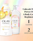 Olay Body Wash for Women, Fresh Radiance, Refreshing & Renewing, Made with Plant Based Cleansers, B3 Botanical Complex, For All Skin Types, Pineapple & Coconut Water Scent, 22 fl oz (Pack of 4)
