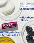 NIVEA Blackberry Lip Care, Tinted Lip Balm with Shea Butter, Nourishing Oils and Vitamin C & E, 3-in-1 Moisture, Repair (for Dry Lips) and Color, 0.17 Oz Stick