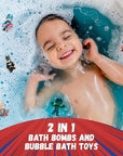 Superhero Bath Bombs for Kids with Surprise Toys Inside (6 Pack) - Large Bubble Bomb Fizzies for Boys, Girls, & Toddlers - Fruity Scents, Relaxing Aromas, Made in USA, Birthday Gift by Two Sisters