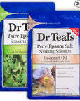 Dr Teal's Epsom Salt Bath Variety Gift Set (2 Pack, 3lb Ea) - Relax & Relief Eucalyptus & Spearmint, Nourish & Protect Coconut - Essential Oils & Pure Epsom Salt