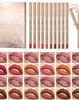 12PCS Matte Lip Liner Set,Waterproof Lipstick Liner Slim,High Pigmented Creamy Lipliners Pencil,Non-fading Long Lasting Lip Liner Pencil for Women