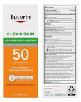 Eucerin Sun Clear Skin Face Sunscreen Lotion SPF 50 for Acne Prone and Oily Skin, Lightweight Sunscreen with Oil-Absorbing Minerals, Won't Cause Breakouts, Hypoallergenic, 2.5 Fl Oz Bottle