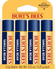 Burt's Bees 100% Natural Moisturizing Lip Balm, Vanilla Bean - 4 Tubes