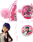 Miraculous Ladybug Kids Makeup Set - 10 Piece Bag with Nail Polish, Hair Chalk, Stickers & More - Safe, Non-Toxic Pretend Play Cosmetics - Marinette Themed Makeup Kit for Children