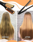 CHENGU 2 Pcs Hair Straightening Combs, Boar Bristles Clamp Double Sided Brush & V Shaped Styling Hair Comb, For Straightening Knotty Unkempt Hair (Gold, Black)