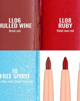 Oulac Waterproof Lipliner Pencil Set - Smooth and Creamy, Retractable Lip Makeup for Precision Application, Vegan & Cruelty-Free, LL06+LL08+10