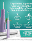 GuruNanda Lion & Lamb Kit 2.0, Electric Toothbrush with Water Flosser Combo, 4 Jet Tips, 4 Brush Heads, & IPX7 Waterproof Design for Complete Oral Care, Lavender