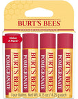 Burt's Bees Lip Balm - Pomegranate, Lip Moisturizer With Responsibly Sourced Beeswax, Tint-Free, Natural Origin Conditioning Treatment, 4 Tubes, 0.15 oz.