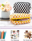 Pazimiik checkered makeup bag for