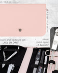 3 Swords Germany - brand quality 10 piece manicure pedicure grooming kit set for nail care scissors clipper pink synthetic leather case - Made by 3 Swords