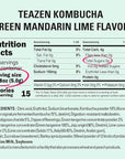 TEAZEN Green Mandarin Lime Kombucha Tea, Hydration Drink Mix, Sugar Free, Live Probiotics & Prebiotics, 30 Sticks, 5.29oz