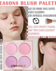 4 Colors Blush Palette for Cheeks - Face Matte Contour Makeup Palette, Buildable Shimmer Facial Cheek Blusher Shades, Blendable Cosmetic With Brush 02