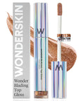 Wonderskin WONDER BLADING Top Gloss - Gold Glitter Lip Gloss, Hydrating and High Shine Finish Lip Makeup (Gold Glitter)