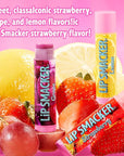 Lip Smacker Nostalgia Lip Balm Trio Tin, Original & Best Flavors, Grape, Lemon, and Strawberry, Moisturizing & Hydrating Lip Care, Clear Glossy Finish, Fun & Collectible Gift Set for All Ages
