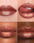 MAKI YIKA 3Pc Metallic Lipstick Long Lasting Pink Brown Red Glitter Lipsticks High Shine Lipstick No Smudge No Transfer Liquid Lip Gloss (Pink/Brown/Red)
