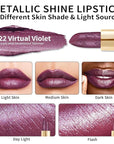 Oulac Purple Lipstick for Women with Metallic 3D Shine Lightweight Hydrating Formula, High Impact Lip Color, Vegan & Gluten Free Beauty, Full Coverage Lip Makeup, Virtual Violet(22)
