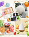 Fruit Essential Oils Set, Fragrance Oil Set for Diffuser, Scent Diffuser Oil for Candle Making- Pineapple, Sweet Orange, Grape, Green Apple, Blueberry, Watermelon