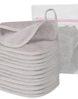 Makeup Remover Cloth, 6" x 6" Make Up Towels Reusable Face Cloth for Washing Face, 12 Pack Makeup Remover Pads Microfiber Face Washcloth with Mesh Bag, Light Grey
