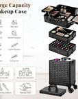 AROUS 5 in 1 Rolling Makeup Train Case Cosmetology Case on Wheels Large Cosmetic Organizer Travel Cart for Hairstylist Artist Nail Beauty Salon Barber,Black