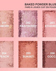 Baked Blush, Marbleized Blush for Cheeks, Shimmery Satin Finish Blushes Powder Palette, Buildable Color Natural Face Makeup Powder