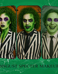 MEICOLY Disgust Specter Makeup Kit,White Face Paint,Green Hair Dye,Setting Powder,Green Tooth Paint,Complete Halloween Zombie Makeup Kit,SFX Character Set for Performance Stage Special Effect Costume