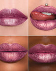 MAKI YIKA 3Pc Metallic Lipstick Long Lasting Pink Brown Red Glitter Lipsticks High Shine Lipstick No Smudge No Transfer Liquid Lip Gloss (Pink/Brown/Red)