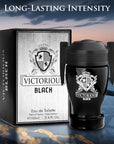 Victorious Black for Men Eau De Toilette 3.4 Fl Oz- Top Notes of Juicy Mandarin Orange & Grapefruit Blended with Sea Notes Base Notes of Ambergris, Guaiac Wood, Patchouli & Moss Elegant 100ml Bottle