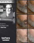 Barbers Choice Silver Line, Facial Hair Brush on Temporary Color for Silver Fox Men- Instantly Brighten White Beards, Mustache & Sideburns, Less Yellow, Easy Application, Steel Gray