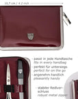 3 Swords Germany - brand quality 6 piece manicure pedicure kit set for professional finger & toe nail care with synthetic leather case - Made in Germany - burgundy