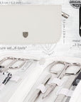 3 Swords Germany - brand quality 8 piece manicure pedicure grooming kit set synthetic leather case white - Made in Germany
