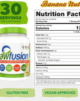 Rawfusion- Vegan Protein Powder, Banana Nut - 30 Servings, 21g of Plant Based Protein, Low Net Carbs, Non-Dairy, Gluten/ Lactose Free, Soy Free, Kosher, Non-GMO, 2lb Pound