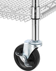 Finnhomy 4 Tier Heavy Duty Commercial Grade Rolling Cart with Handle Bar, Metal Wire Utility Cart with Wheels, Service Trolley on Wheels, Shelf Size 18" D x 30" W, NSF Listed, Chrome