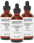 PURA D'OR Hyaluronic Acid Serum For Deep Hydration (3.3oz x3 = 9.9oz) Anti-Aging, Plumping & Moisturizing Formula For Smooth, Supple Skin - Natural Skincare Boost - Fine Lines & Wrinkle Reducer